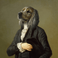 Portrait de tête de chien golden en Baron 90x70 cm