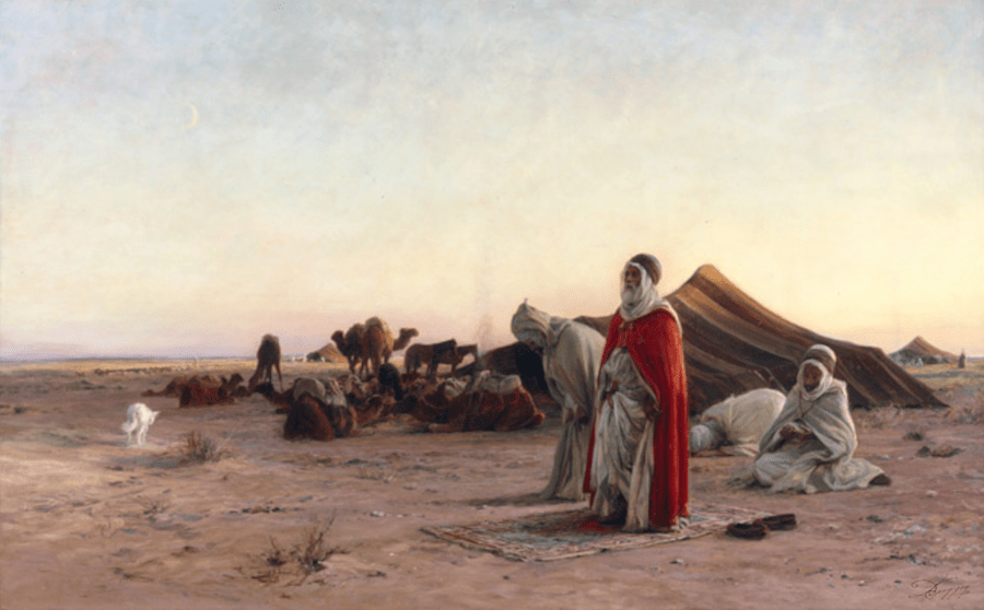 Paysage oriental les nomades 65x55cm