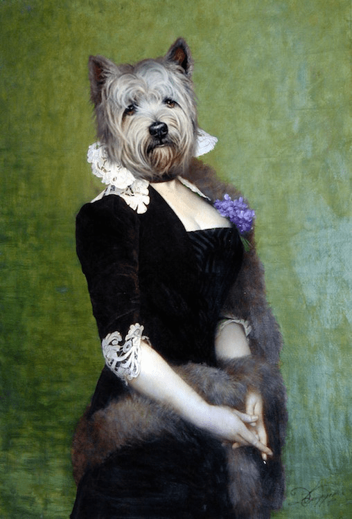 Portrait de chien en baronne 90x65 cm